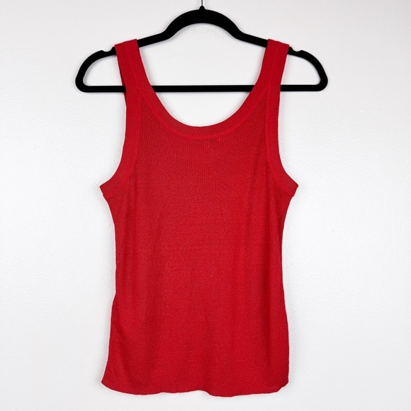 Madewell Linen Blend Scoopneck Lightweight Sweater Tank Top Red Size L NWT - Picture 6 of 8